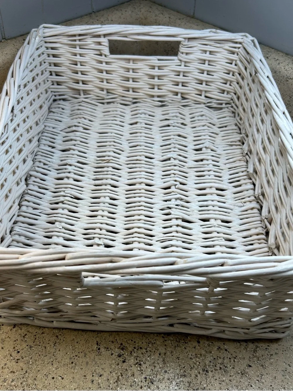 Set of Two White Wicker Storage Baskets - Versatile Home Accents Organizer